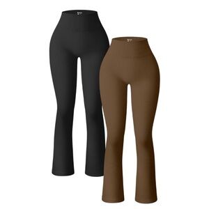 qqq ribbed wide leg leggings - black